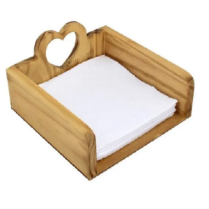 PORTA GUARDANAPO PINUS CORACAO 19X19X9,3CM