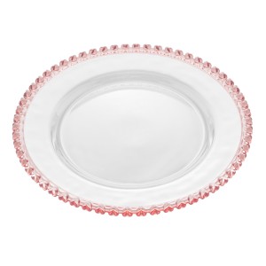 PRATO CRISTAL S/MESA CHUMBO CORACAO BORDA ROSA 20CM