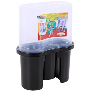 SECADOR PLASTICO DE TALHERES ESCORRE E GUARDA PRETO