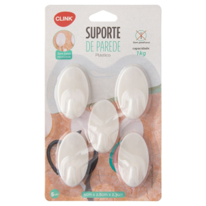 KIT 5 GANCHOS PLASTICO 5X25X2 CMS