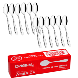 CONJ 12UN COLHER INOX CAFE AMERICA ORIGINAL TIPO LAGUNA