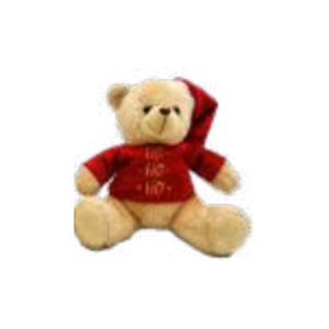 URSO CARAMELO NATAL C/ ROUPA VM E GORRO 20 CMS