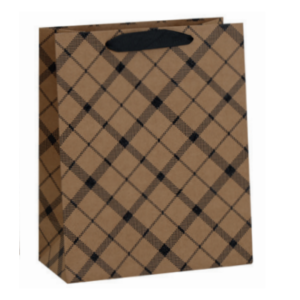 SACOLA DE PAPEL NATAL 18X10X23 CMS QUADRICULADA MR/PT