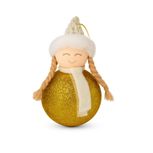 BOLA NATAL 10 CMS DOURADA BONECA MENINA SD