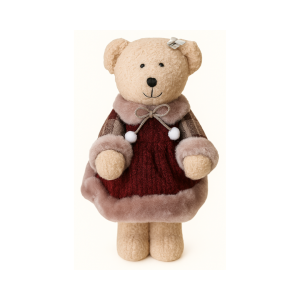 URSO NATAL FEMEA EM PE BORDO ROSE 26CM SD